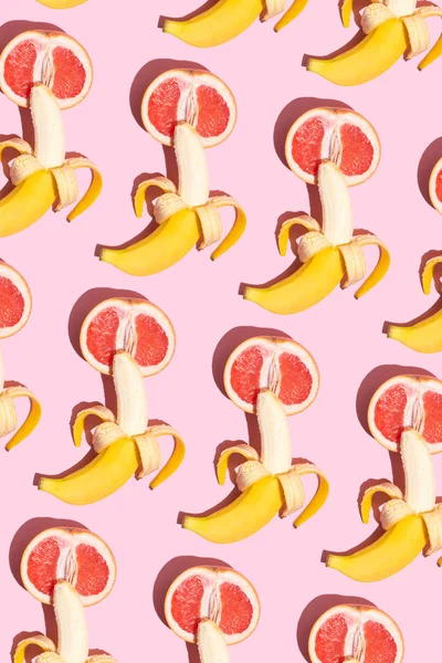 Padrão Colorido Com Bananas Toranjas — Fotografia de Stock