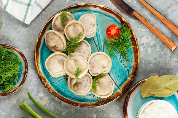 Boiled Homemade Dumplings Herbs — Stock Photo, Image