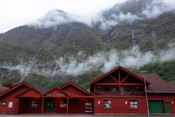 Souvenirhütten Bergen Mit Wald Bei Flam Norwegen — Stockfoto