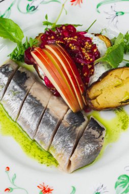 lezzetli tuzlu balık ve sebze, closeup