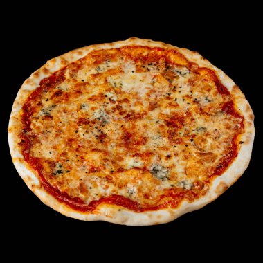 Peynirli pizza, domates ve fesleğen.