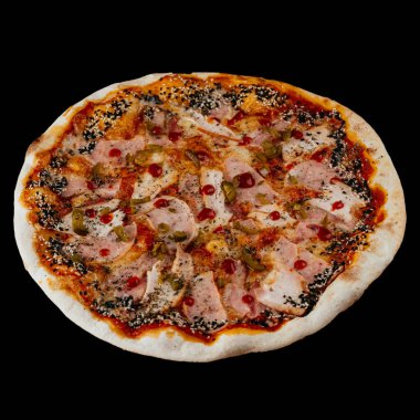 Peynirli pizza, domates ve zeytinli