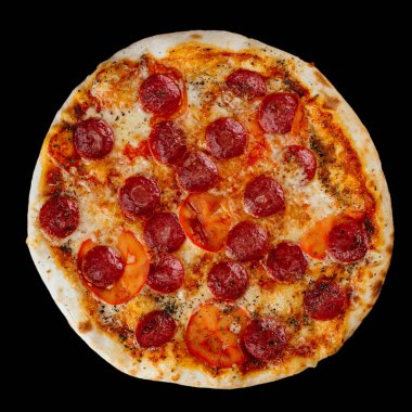 Peynirli pizza, domates ve mozzarella.