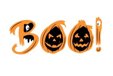 Cadılar Bayramı 'ndan bir alıntı! Balkabağı ve gözlerle. Poster ve kart tasarımı için şablon. Vektör illüstrasyonu. 