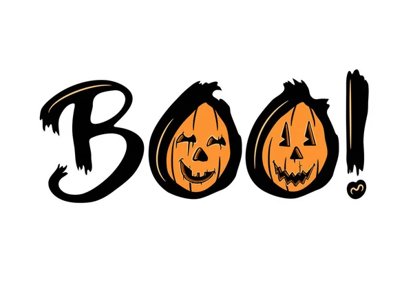 Cita Halloween Boo Con Calabazas Plantilla Para Carteles Diseño Tarjetas — Archivo Imágenes Vectoriales