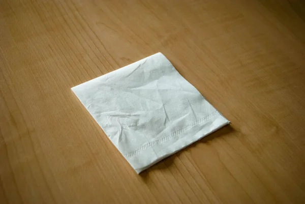 Image Paper Tissue Folded Square Lying Table White Napkin Folded — Stock Photo, Image