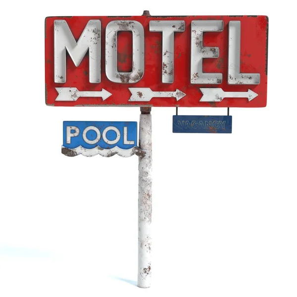 Eski bir motel işareti 3D çizimi
