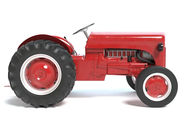 Illustration Röd Traktor Sidovy — Stockfoto