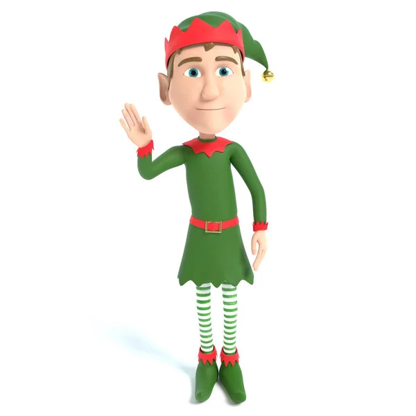 Ilustración Elfo Navidad Ondeando — Foto de Stock