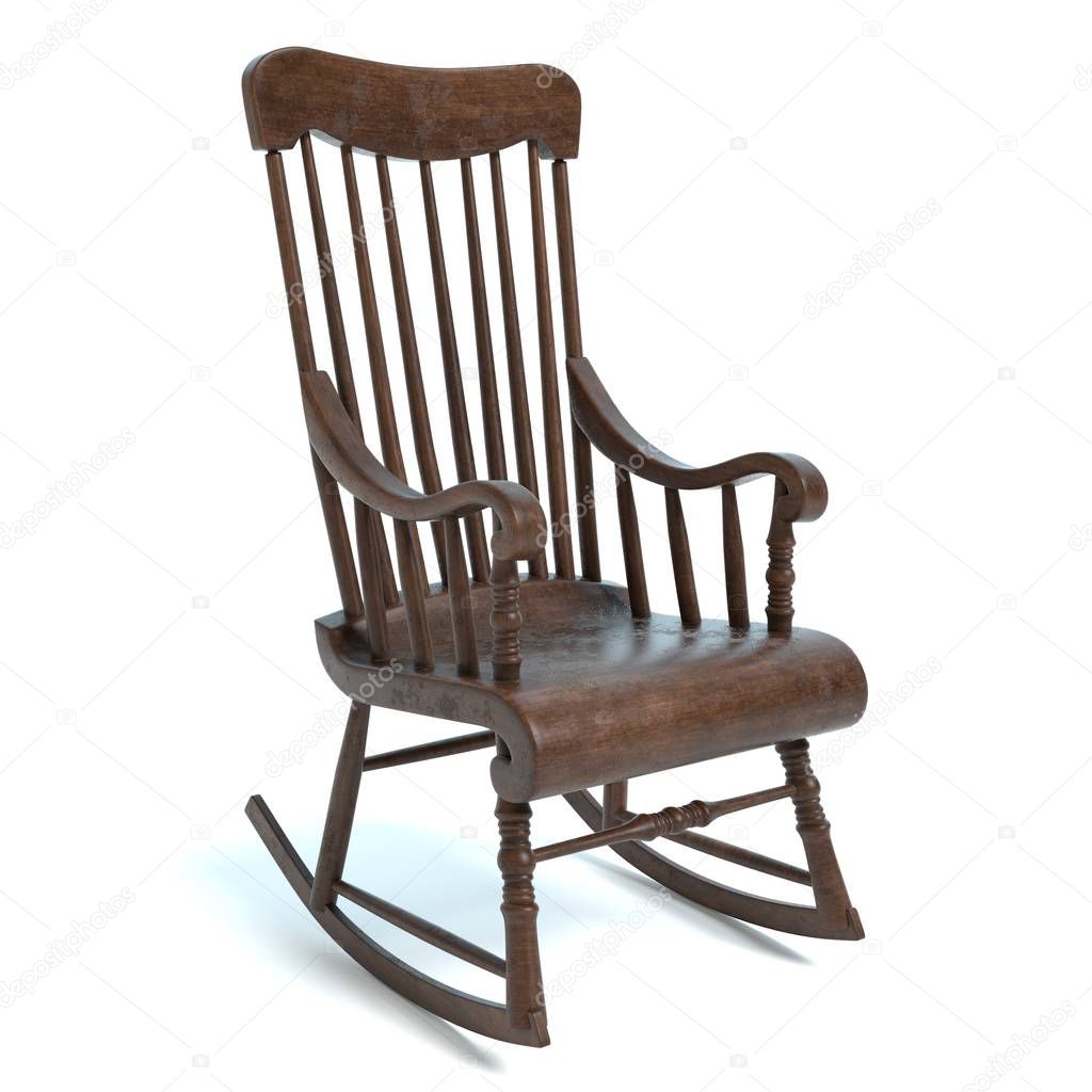 3d illustration of an old rocking chair