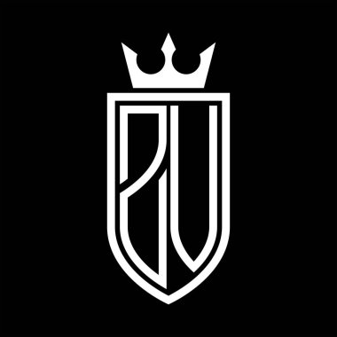 Taç ve minimalist, zarif ve ince hatlı baş harflerin simgesi ZV Vektör logosu