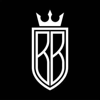 Taçlı, minimalist, zarif ve ince çizgili baş harflerin olduğu BB Vektör logosu