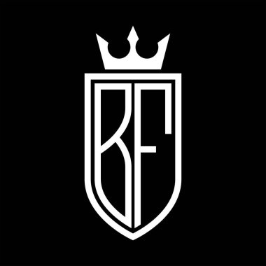 Taçlı, minimalist, zarif ve ince çizgili baş harflerin olduğu BF Vektör logosu