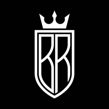 Taç ve minimalist, zarif ve ince hatlı baş harflerin olduğu BR Vektör logosu