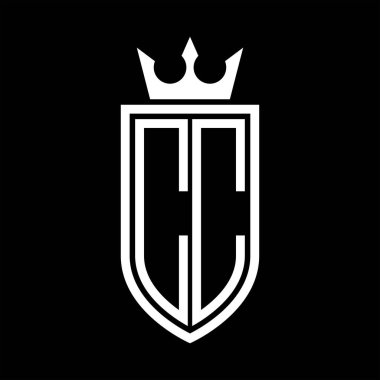 Taç ve minimalist, zarif ve ince hatlı baş harflerin olduğu CC Vektör logosu