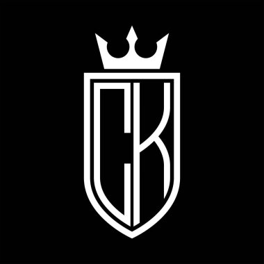 CK vektör logosu. Taçlı, minimalist, zarif ve ince çizgili baş harfler.