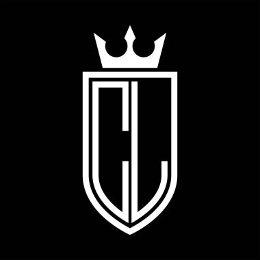 Taç ve minimalist, zarif ve ince hatlı baş harflerin olduğu CL Vektör logosu