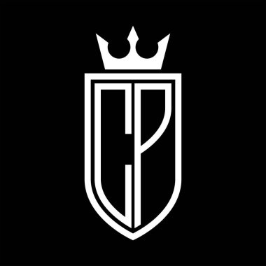 Taç ve minimalist, zarif ve ince hatlı baş harflerin olduğu CP Vektör logosu