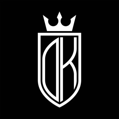 Taç ve minimalist, zarif ve ince hatlı baş harflerin olduğu DK Vektör logosu