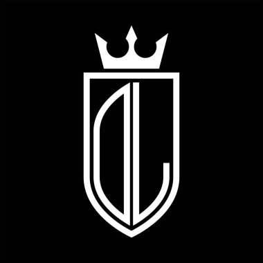 Taçlı, minimalist, zarif ve ince çizgili baş harflerin olduğu vektör logosu.