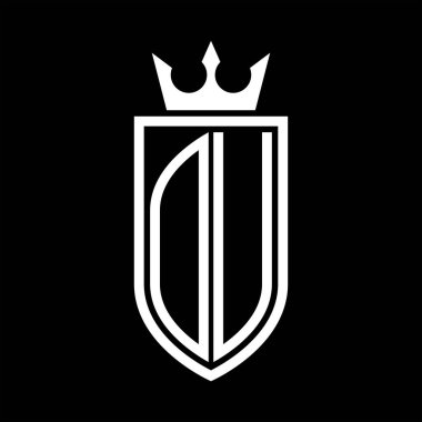 Taç ve minimalist, zarif ve ince çizgili baş harflerin olduğu vektör logosu.