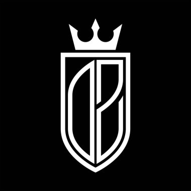 Taç ve minimalist, zarif ve ince hatlı baş harflerin olduğu DZ Vektör logosu