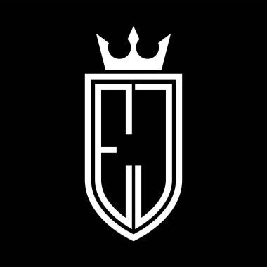 Taç ve minimalist, zarif ve ince çizgili baş harflerin olduğu EJ Vektör logosu