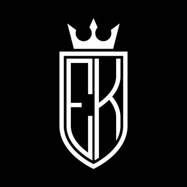 Taç ve minimalist, zarif ve ince çizgili baş harflerin olduğu EK Vektör logosu