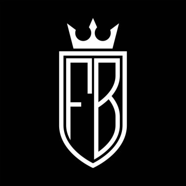 Taç ve minimalist, zarif ve ince hatlı baş harflerin olduğu FB Vektör logosu