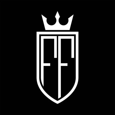 Taç ve minimalist, zarif ve ince hatlı baş harflerin olduğu FF Vector logosu