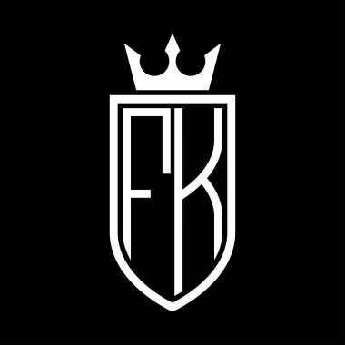 Taç ve minimalist, zarif ve ince hatlı baş harflerin olduğu FK Vektör logosu