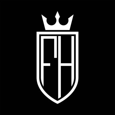 Taç ve minimalist, zarif ve ince hatlı baş harflerin olduğu FH Vektör logosu