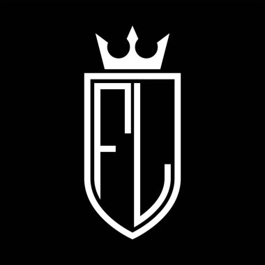 Taç ve minimalist, zarif ve ince hatlı baş harflerin olduğu FL Vektör logosu