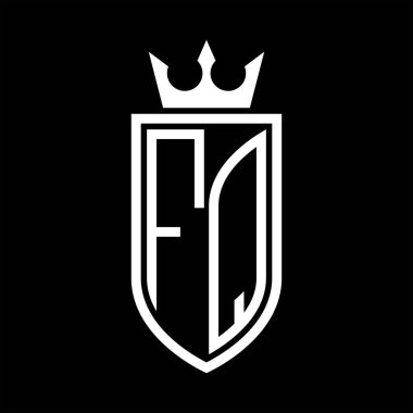 Taç ve minimalist, zarif ve ince hatlı baş harflerin olduğu FQ Vektör logosu