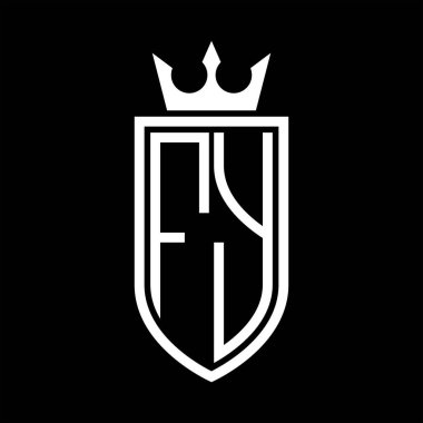 Taç ve minimalist, zarif ve ince çizgili baş harflerin olduğu FY Vektör logosu