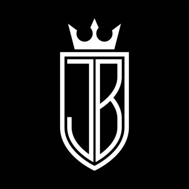 Taç ve minimalist, zarif ve ince hatlı baş harflerin simgesi JB Vektör logosu