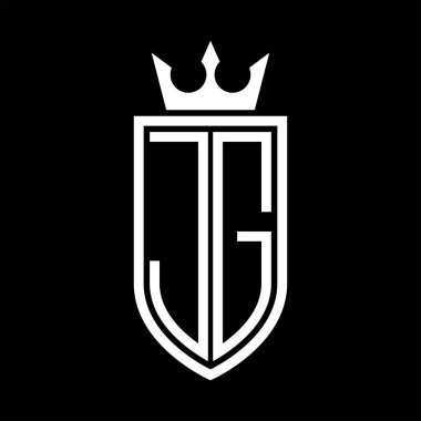 Taç ve minimalist, zarif ve ince hatlı baş harflerin simgesi JG Vektör logosu