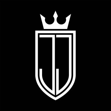 Taç ve minimalist, zarif ve ince hatlı baş harflerin simgesi JJ Vektör logosu