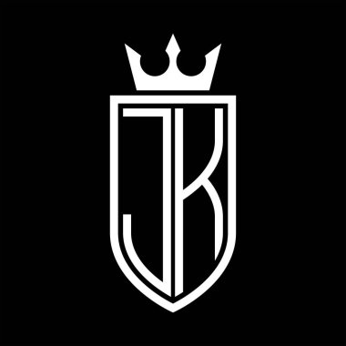 Taç ve minimalist, zarif ve ince hatlı baş harflerin olduğu JK Vektör logosu