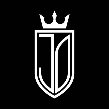 Taç ve minimalist, zarif ve ince hatlı baş harflerin simgesi JO Vektör logosu