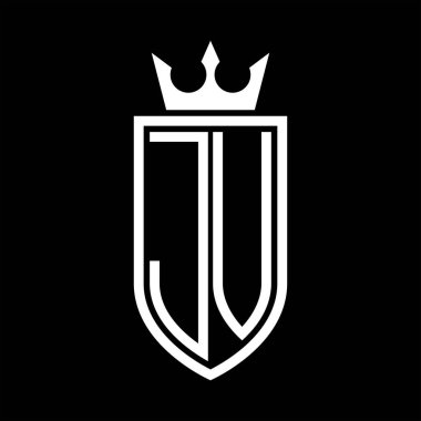 Taç ve minimalist, zarif ve ince hatlı baş harflerin olduğu JV Vektör logosu