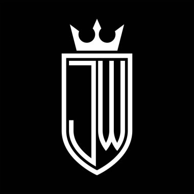 Taç ve minimalist, zarif ve ince hatlı baş harflerin simgesi JW Vektör logosu