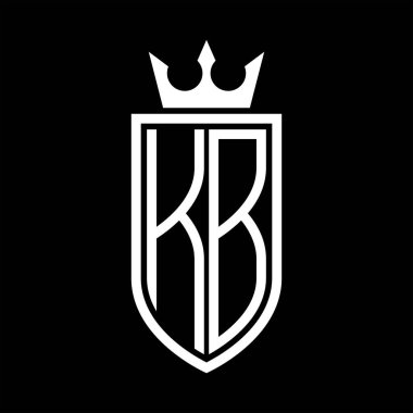 Taç ve minimalist, zarif ve ince çizgili baş harflerin olduğu KB Vektör logosu