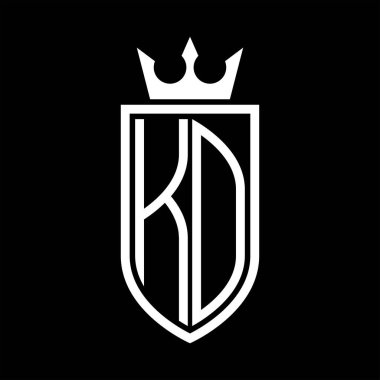 Taç ve minimalist, zarif ve ince çizgili baş harflerin olduğu KD Vektör logosu