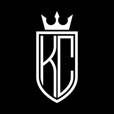Taç ve minimalist, zarif ve ince hatlı baş harflerin olduğu KC Vektör logosu