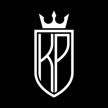 Taç ve minimalist, zarif ve ince hatlı baş harflerin olduğu KP Vektör logosu
