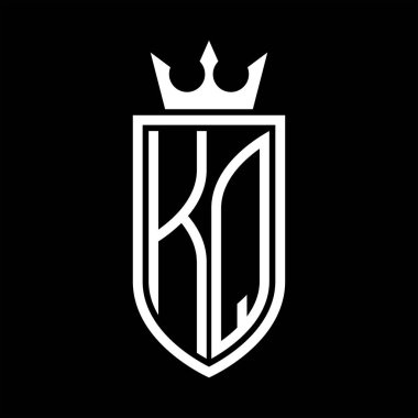Taç ve minimalist, zarif ve ince hatlı baş harflerin olduğu KQ Vektör logosu