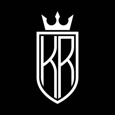 Taç ve minimalist, zarif ve ince hatlı baş harflerin olduğu KR Vektör logosu