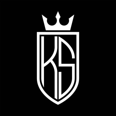 KS vektör logosu. Taç ve minimalist, zarif ve ince çizgili baş harfler.