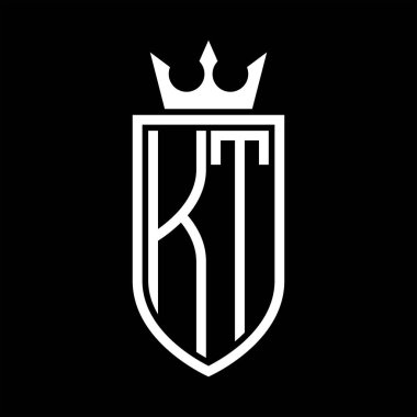 Taç ve minimalist, zarif ve ince hatlı baş harflerin simgesi KT Vektör logosu